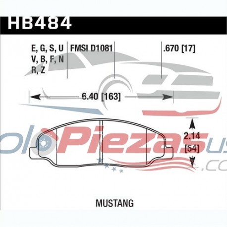 Hawk HB484Z.670 Pastillas de Freno delantera Mustang
