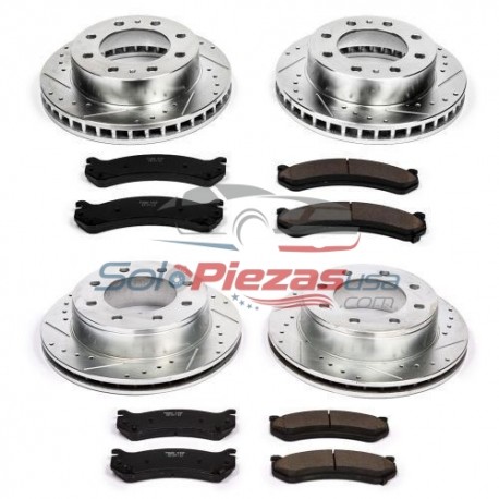 Juego de pastillas de freno delanteras y traseras con discos perforados (03-08 Hummer H2)